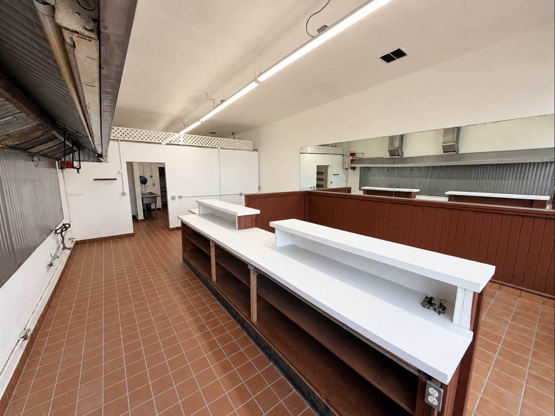 Prep area with counters and existing casework